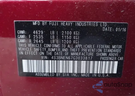 2016 Subaru Legacy 3.6R Limited из США, поврежденный, VIN 4S3BNEN67G3033817